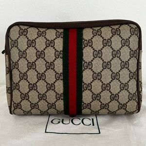 Gucci GG Supreme Sherry Line Cosmetic Pouch Original Interior Late 70s-Early 80s